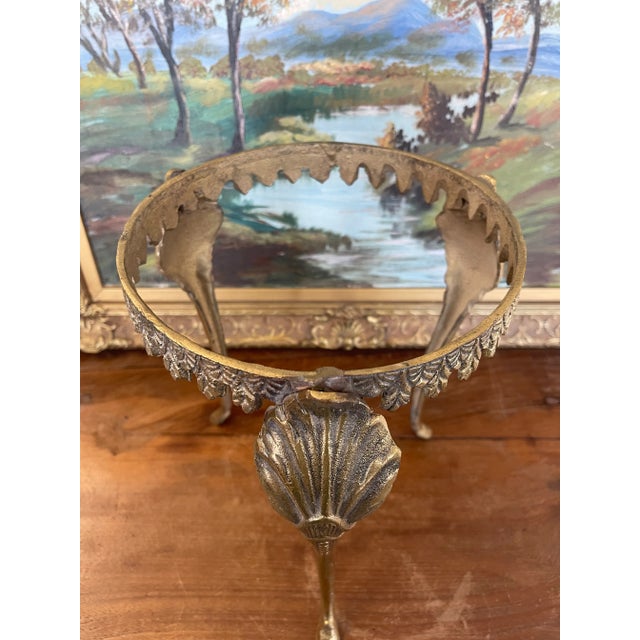 Gold Plant Stand With Ornate Leaf and Shell Motifs For Sale - Image 8 of 9