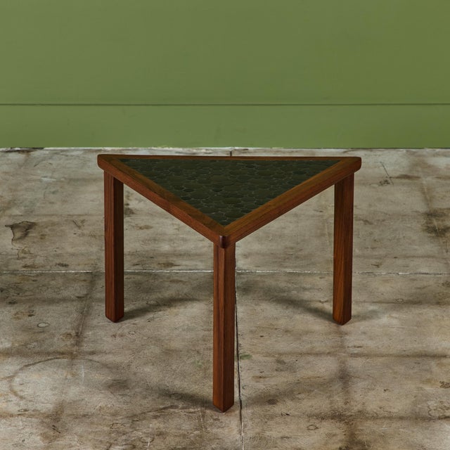 Gordon & Jane Martz Triangular Black Coin Tile Mosaic Side Table For Sale - Image 9 of 12