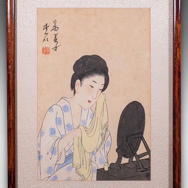Antique Figural Woodblock Print, Japanese Art, Framed, Meiji, Yoshu Chikanobu For Sale - Image 4 of 8