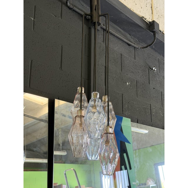 Large Polyhedron 6-Light Chandelier by Carlo Scarpa for Venini, 1950 For Sale - Image 9 of 12
