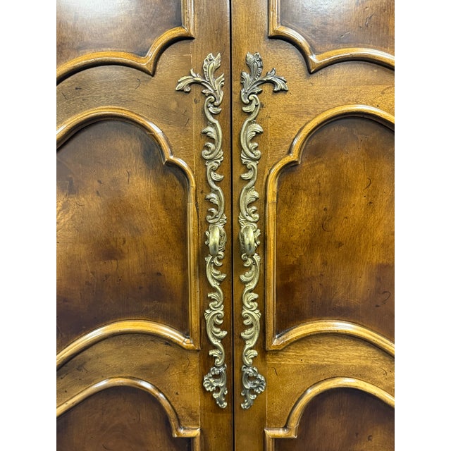 Wood Henredon Villandry Collection Burled Walnut Bombe French Armoire For Sale - Image 7 of 12