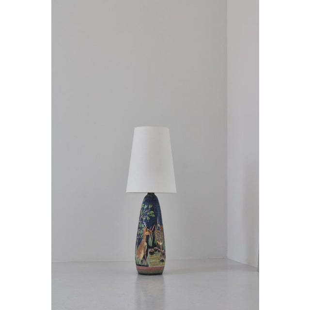Large Scandinavian Modern Ceramic Table Lamp attributed to Ulla Winblad, Sweden, 1960s For Sale - Image 3 of 17