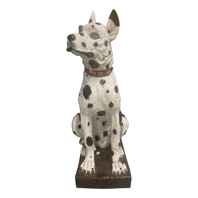 Large-Scale 44” Italian Hand-Painted Ceramic Great Dane Statue For Sale