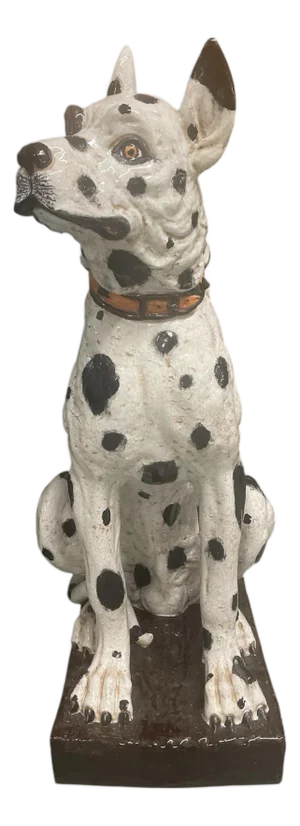 Large-Scale 44” Italian Hand-Painted Ceramic Great Dane Statue