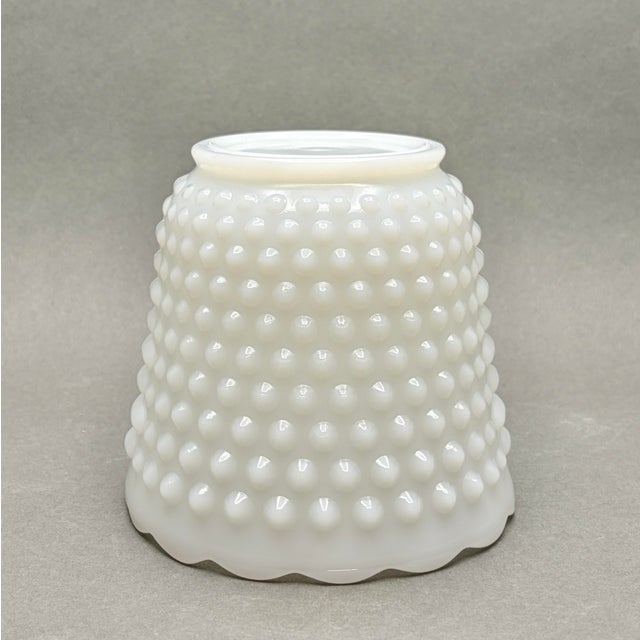Glass Vintage White Milk Glass “Dot and Dash” Hobnail Planter With Scalloped Rim For Sale - Image 7 of 9