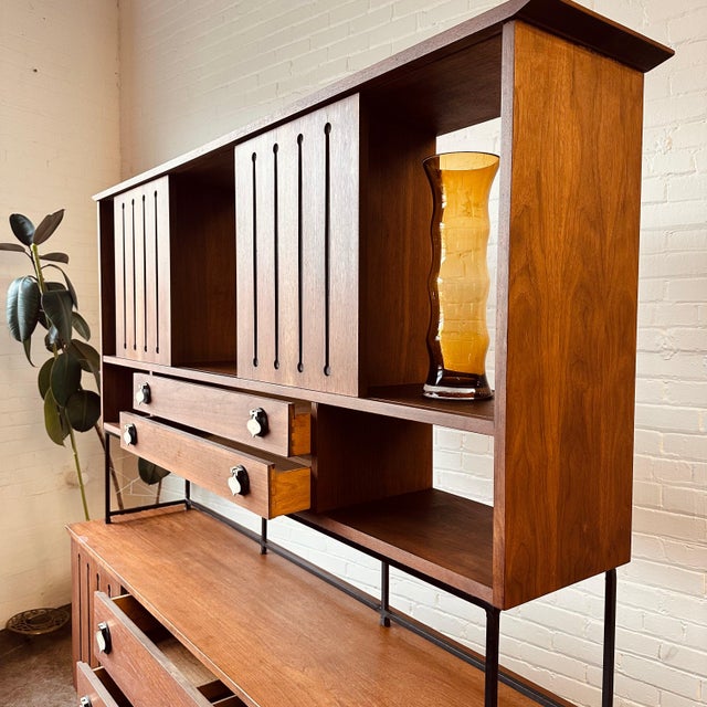 Stanley Walnut Spade Room Divider / Wall Unit Chairish