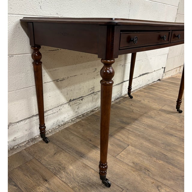 Vintage Regency Revival Directoire Style Leather Top Writing Desk Library Table For Sale - Image 12 of 13