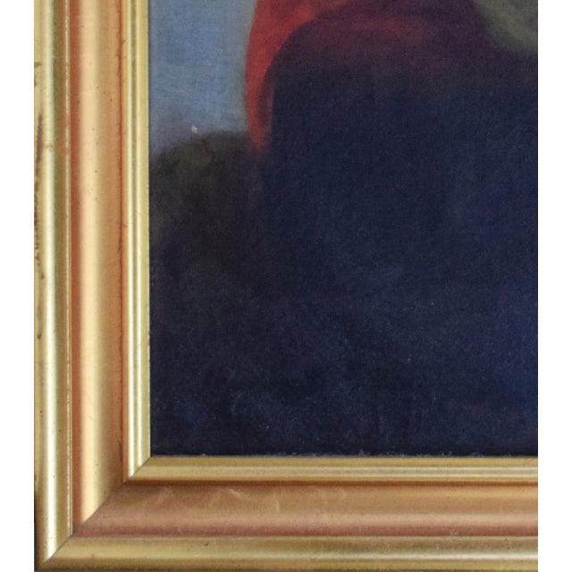 Large 19th C Oil Painting Portrait of Young Italian or Eastern European Girl in Traditional Dress For Sale In New York - Image 6 of 6