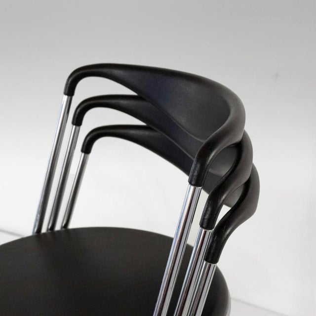 Industrial Stackable Dining Chairs in the style of Hans Eichenberger, 1970s, Set of 4 For Sale - Image 11 of 13