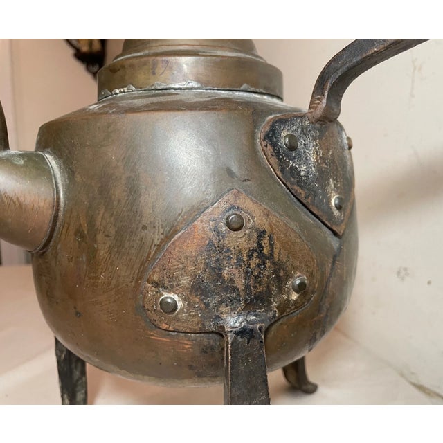 Antique 1800's Handmade Dovetailed Copper Wrought Iron Swedish Tea Kettle Pot For Sale - Image 10 of 11