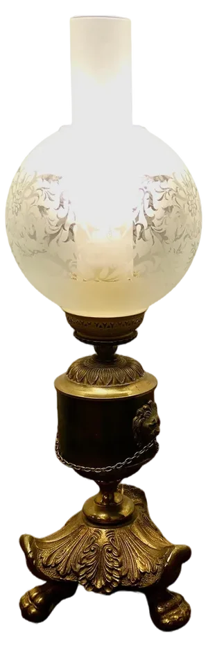 Napoleon III French Brass Oil Lamp with Lions and Chains, 1880s