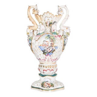 Amphora Shaped Polychrome Pottery Jar, 1950s For Sale