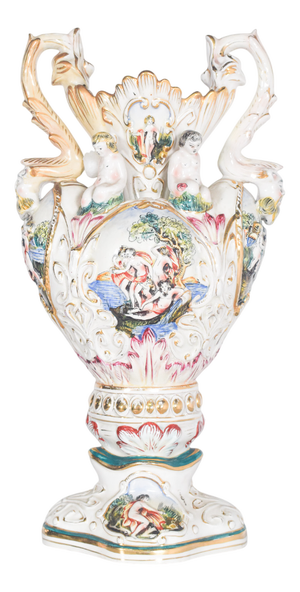 Amphora Shaped Polychrome Pottery Jar, 1950s