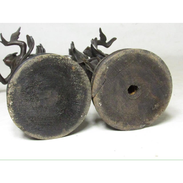 Pair of Antique Thai Bronze Kinnaris Figurines For Sale - Image 17 of 18