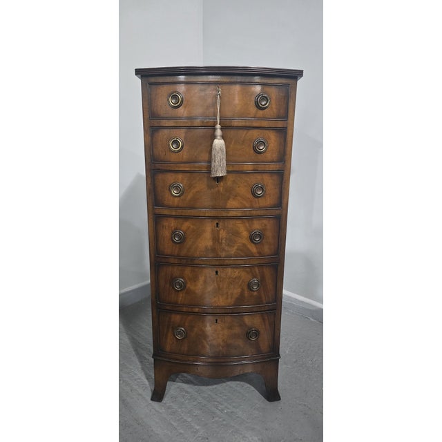 Tall Regency Mahogany Bow Front Chest of Drawers, 1910s For Sale - Image 6 of 15