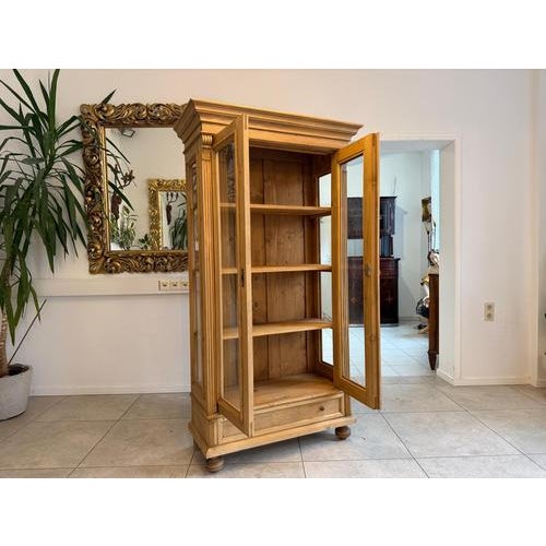 Farmhouse Display Cabinet in Natural Wood For Sale - Image 10 of 14