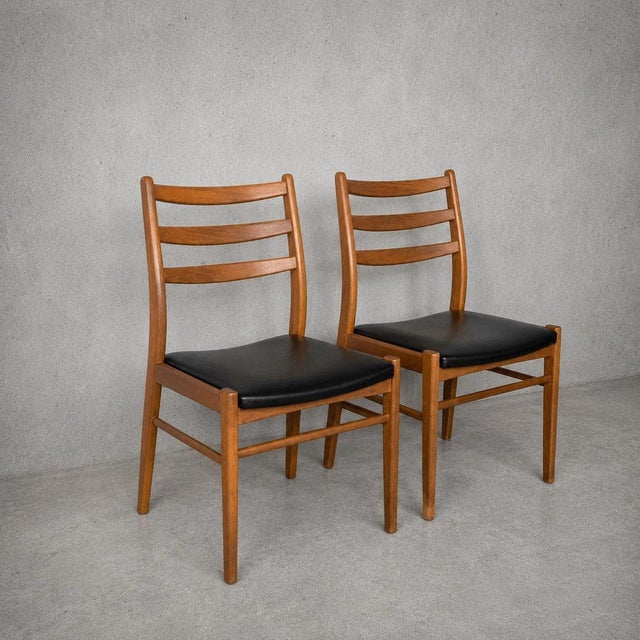 Mid-Century Teak & Beech Ladder Back Dining Chairs, Set of 2 For Sale - Image 11 of 11