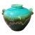 Vintage Studio Glazed Art Pottery Turquoise Blue Olive Green Vase Urn For Sale