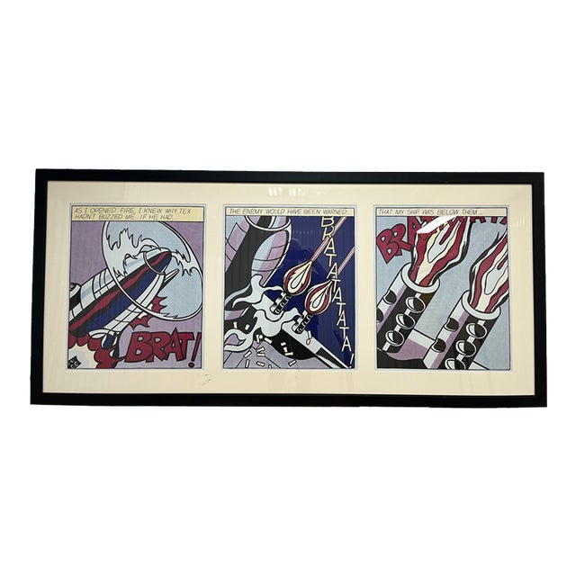 Roy Lichtenstein "As I Opened Fire" Triptych Poster Framed For Sale