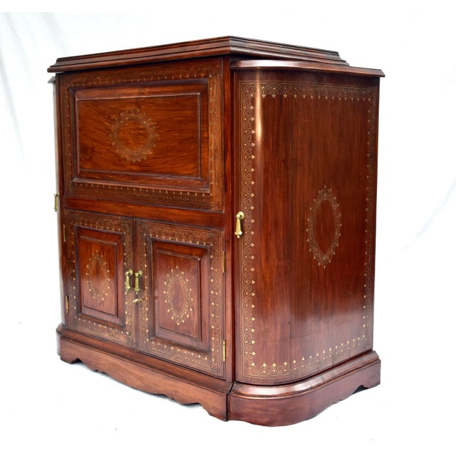 Mid 20th Century Anglo Indian Dry Bar Cabinet Rosewood & Brass For Sale - Image 11 of 13