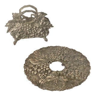 1930s Goldinger Silvered Trivet and Napkin Stand Ornate For Sale