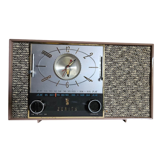 60s Atomic Zenith Am/Fm Clock Tube Radio, Works For Sale