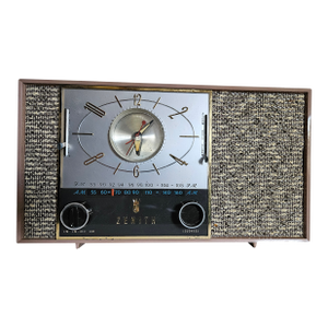 60s Atomic Zenith Am/Fm Clock Tube Radio, Works