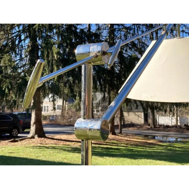 Metal Vintage Modern Chrome Floor Lamp For Sale - Image 7 of 10