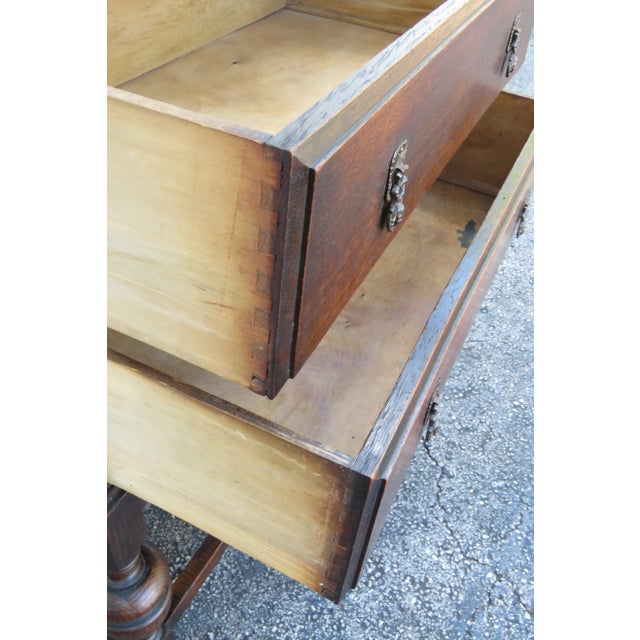 Early 1900s Solid Oak Wood Secretary Desk 6127 For Sale - Image 14 of 15
