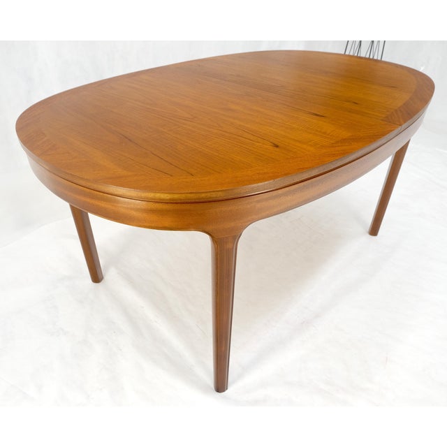 Danish Teak Oval Boat Shape Dining Table w/ 21" Hide Away Pop Up Leaf For Sale - Image 10 of 12