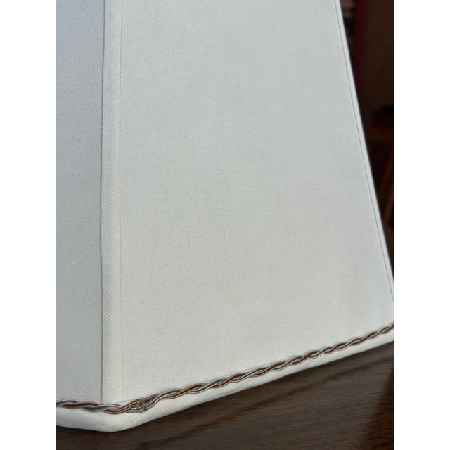Ivory Pair of Silk Lampshades With Metallic Trim For Sale - Image 8 of 9