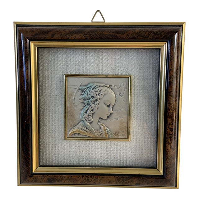 Vintage Italian Framed Miniature Virgin Mary Portrait For Sale
