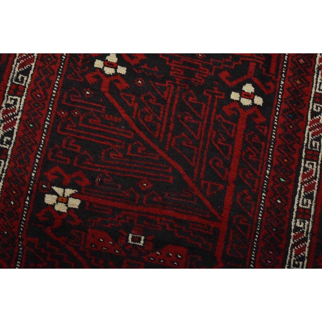 Baloch Rug 3’9” X 8’3” Black Wool Vintage Tribal Hand-Knotted Oriental Carpet For Sale - Image 9 of 13