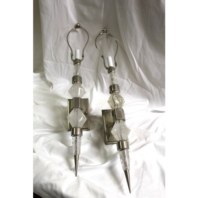 1990s Modern Rock Crystal Sconces Pair For Sale - Image 11 of 11