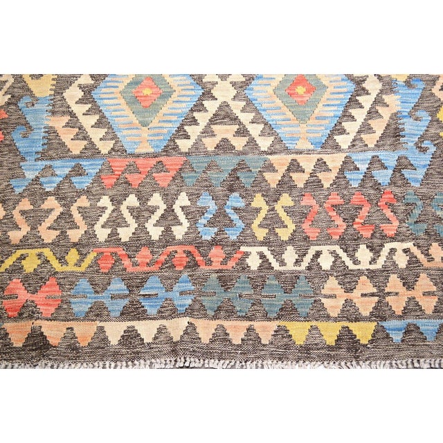 2010s Afghan Maimana Flatweave Kilim Wool Rug, 6'5''x9'5'' For Sale - Image 5 of 5