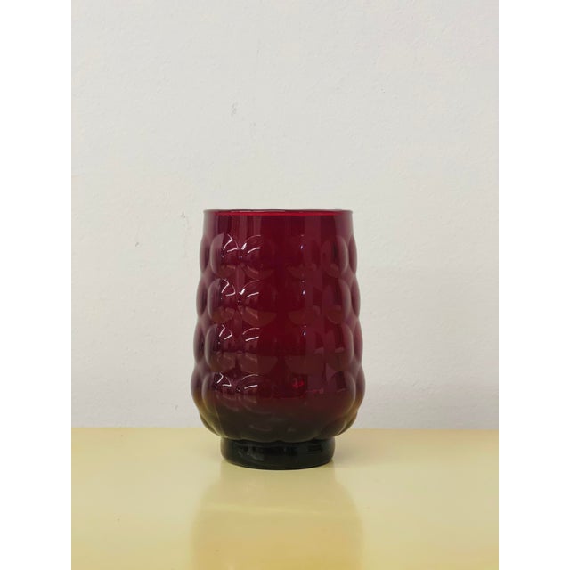 Ruby Red Vintage Anchor Hocking Ruby Red Bubble Glass Tumblers- Set of 6 For Sale - Image 8 of 11