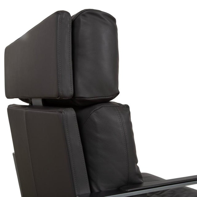 Black Set of Armchair and Ottoman in Black Leather from Rolf Benz For Sale - Image 8 of 18