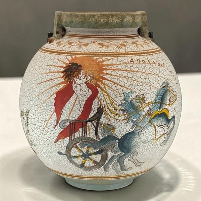 Ancient Greek Museum Reproduction Vase (12-Inch, Crackle Glaze, Uogc #47, Vessel, Hand-Made, Vintage, Late 20th Century Replica) For Sale - Image 17 of 18