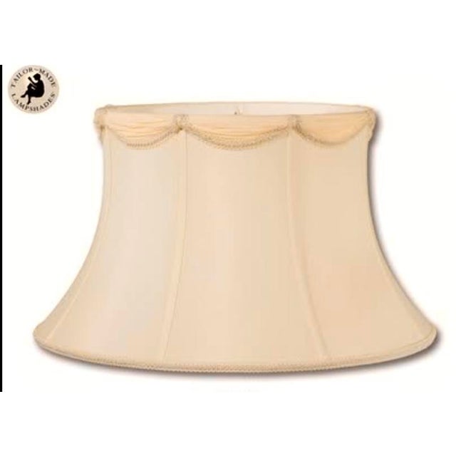 Eggshell Draped Silk Bell Lamp Shade W/ Gimp For Sale - Image 8 of 8