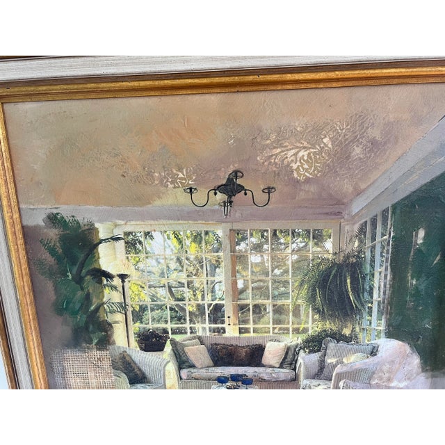 1970s Textile-Enhanced Interior Scene by Sharon Stoneburner – Signed & Framed For Sale - Image 5 of 13