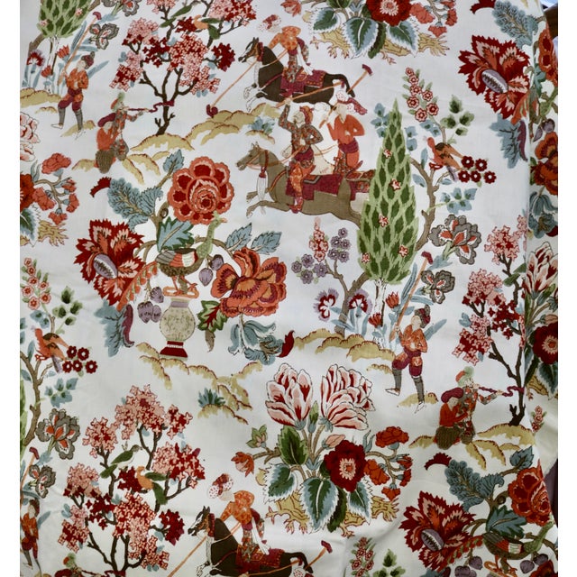 Schumacher Linen Fabric 'Persian Lancers' in Document Color 5.75 Yards Long and 55 Inches Wide. The first picture shows...