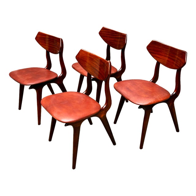 Vintage Dutch Teak Dining Chairs by Louis Van Teeffelen for Awa, 1960, Set of 4 For Sale
