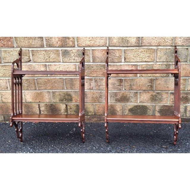 Mid 20th Century Pair of Mid 20th Century Chinese Chippendale Style Mahogany Wall Shelves For Sale - Image 5 of 12