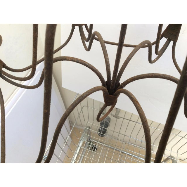 Vintage Rusty Candle Chandelier For Sale - Image 4 of 10