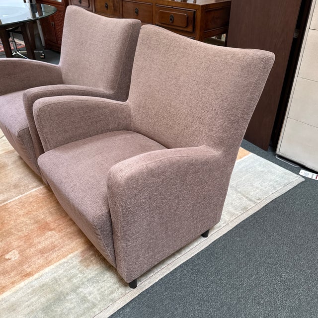 Mid-Century Modern Dania Furniture Kendra Purple Upholstered Accent Chairs – Pair For Sale - Image 3 of 11