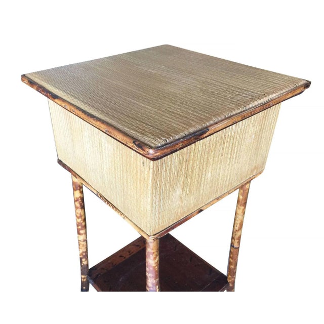 Restored Tiger Bamboo Tortoise Pedestal W/ Storage Box For Sale - Image 4 of 8
