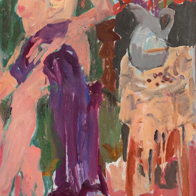 Victor Di Gesu 'Seated Nude With Flowers' by Victor Di Gesu, Paris, Louvre, Académie Chaumière, San Francisco Art Association, Los Angeles County Museum of Art For Sale - Image 4 of 8