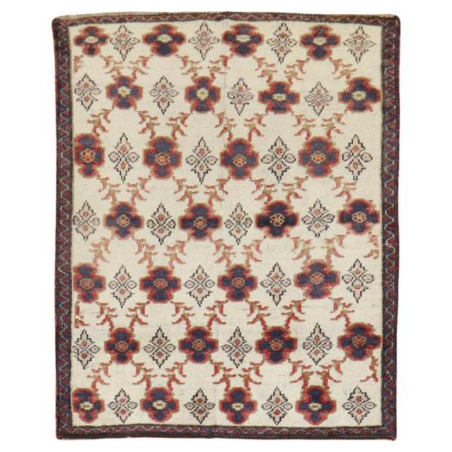 Ivory Ivory Vintage Turkish Square Rug - 3'11" x 4'9" For Sale - Image 8 of 18