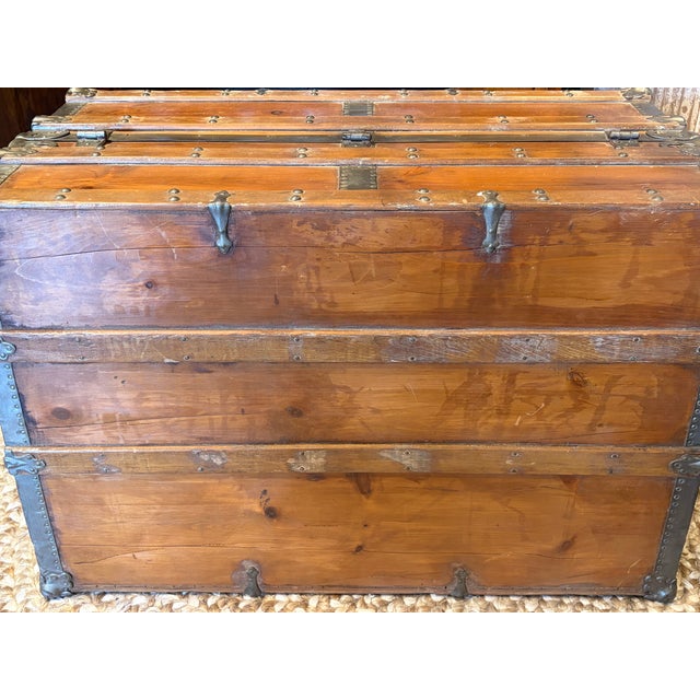 Antique French Trunk, Very Old, Fabulous Patina, Original Pewter Hardware For Sale In Los Angeles - Image 6 of 6
