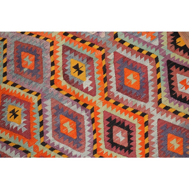 Textile Vintage Zabihi Collection Bright Dazzling Bohemian Turkish Kilim - 6' x 8'6" For Sale - Image 7 of 9